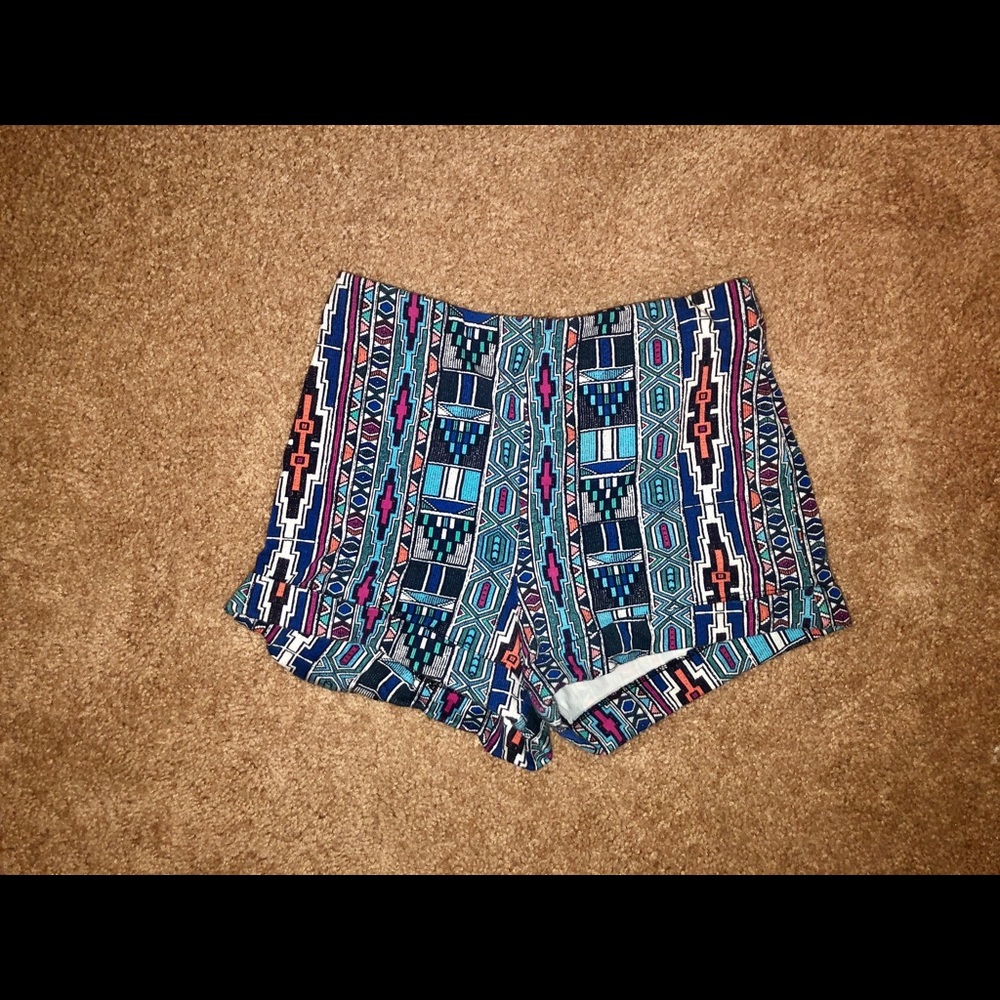 Blue Tribal Print Shorts